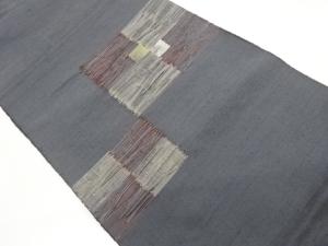 紙布変わり市松に抽象横縞模様織出し名古屋帯